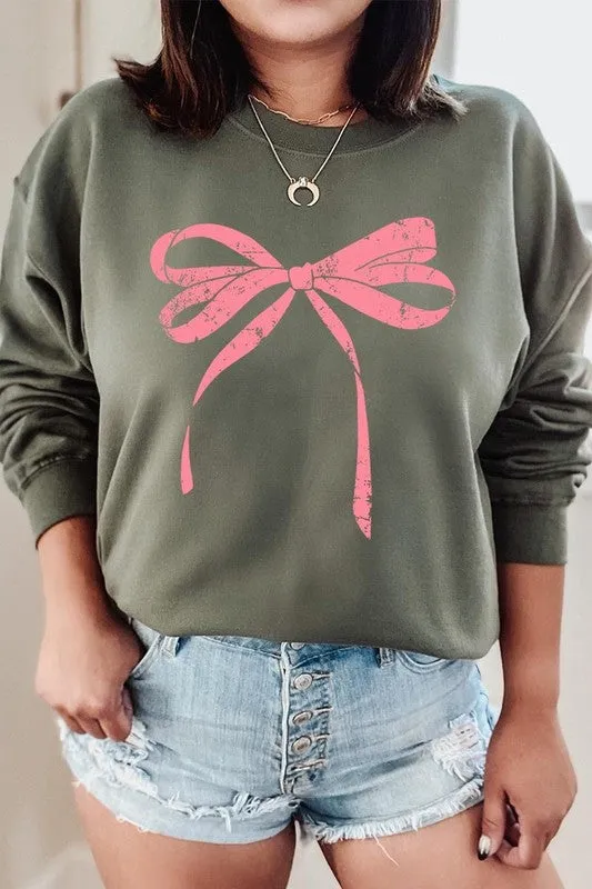 Pink Valentine Bow Graphic Plus Sweatshirt