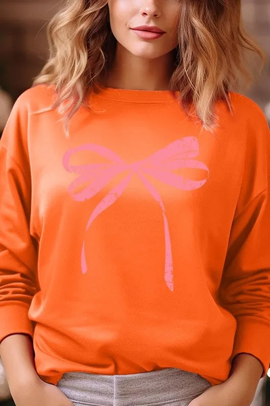 Pink Valentine Bow Graphic Plus Sweatshirt