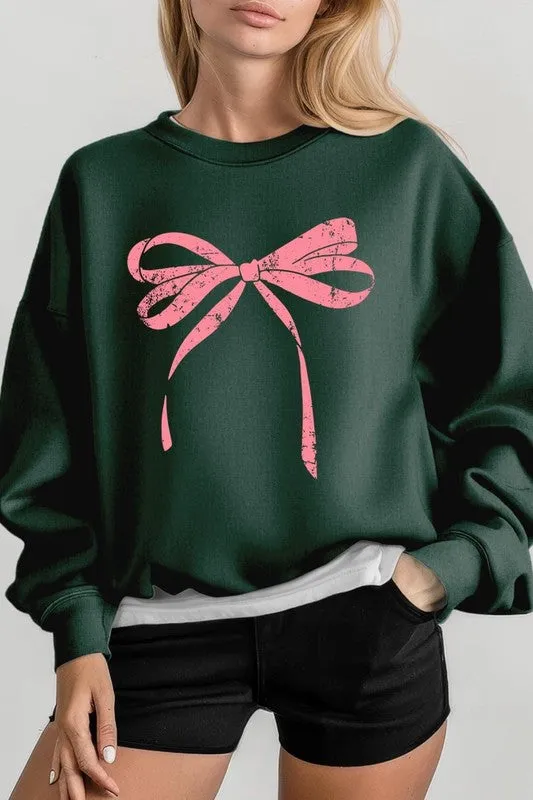 Pink Valentine Bow Graphic Plus Sweatshirt