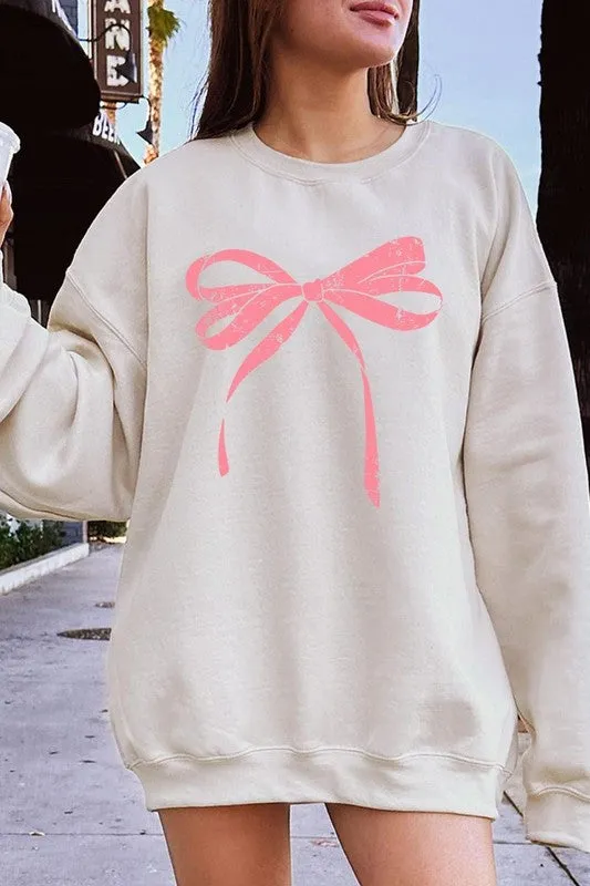 Pink Valentine Bow Graphic Plus Sweatshirt