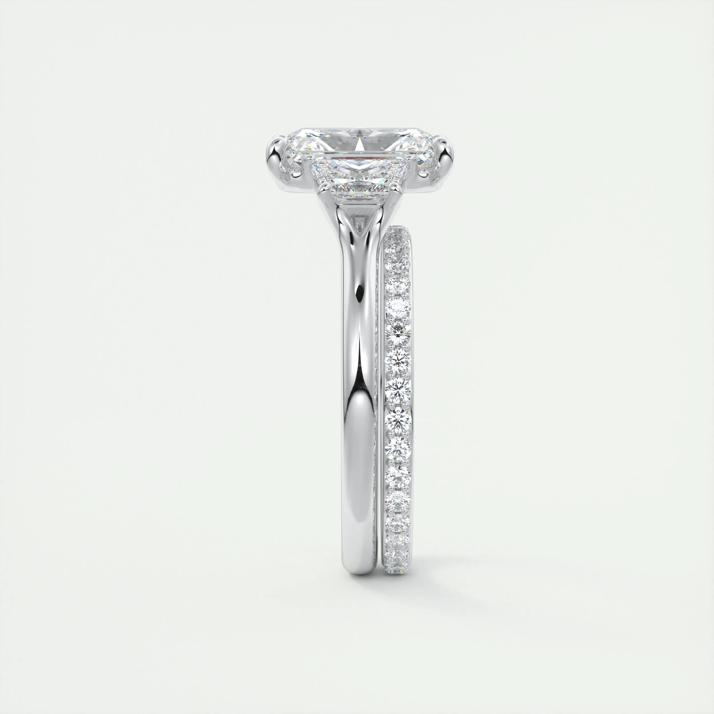 Plunge Three Stone | Radiant & Trapezoids