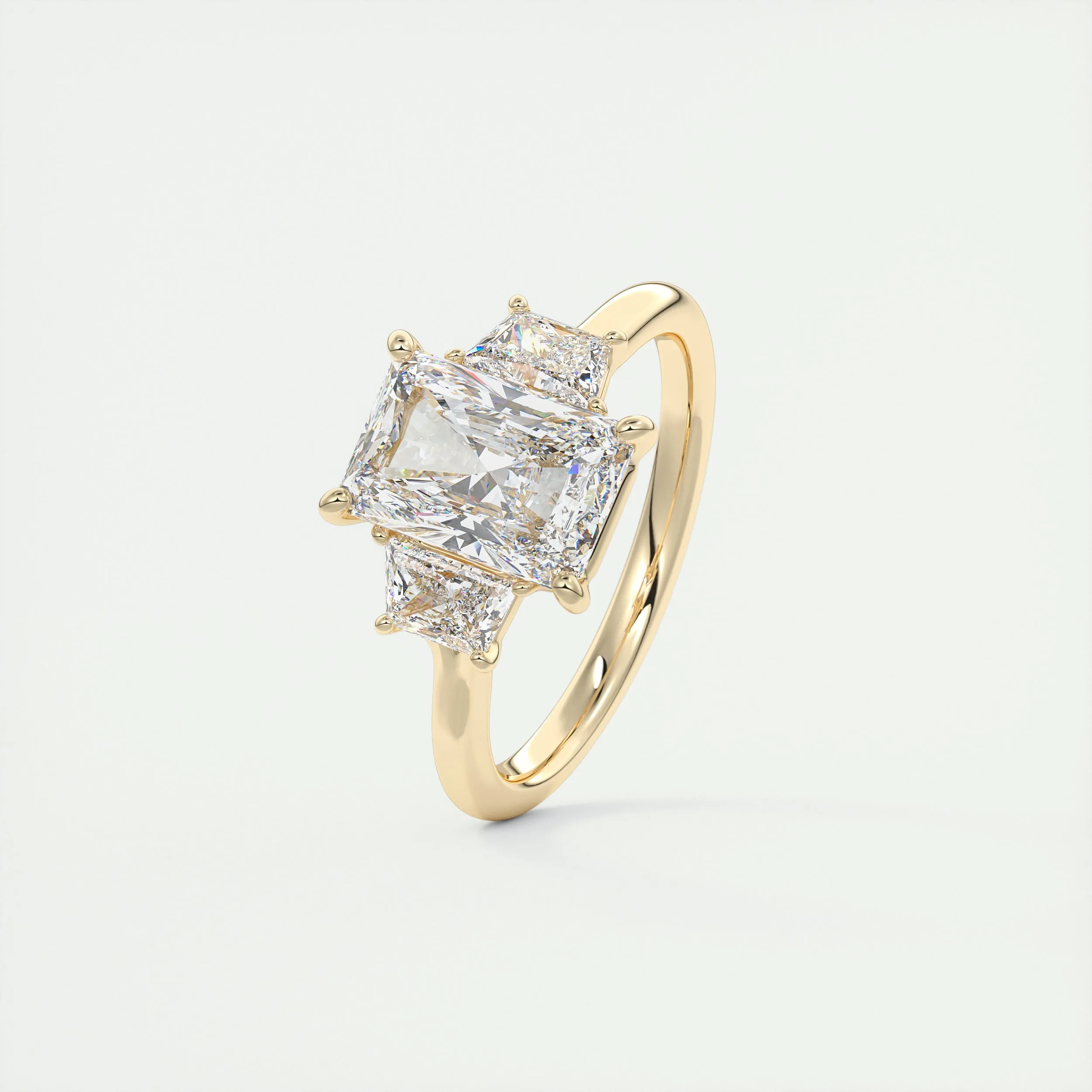 Plunge Three Stone | Radiant & Trapezoids