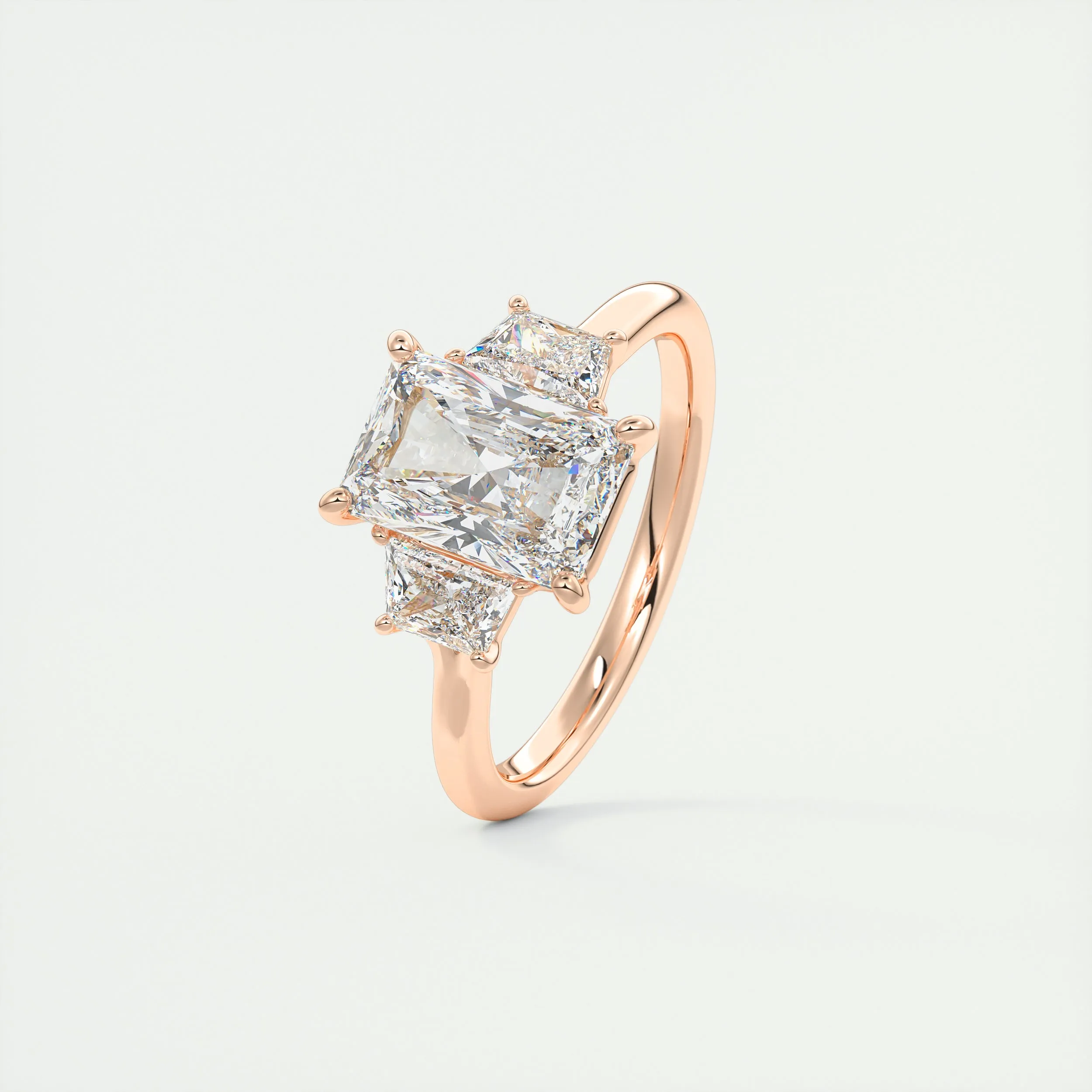 Plunge Three Stone | Radiant & Trapezoids