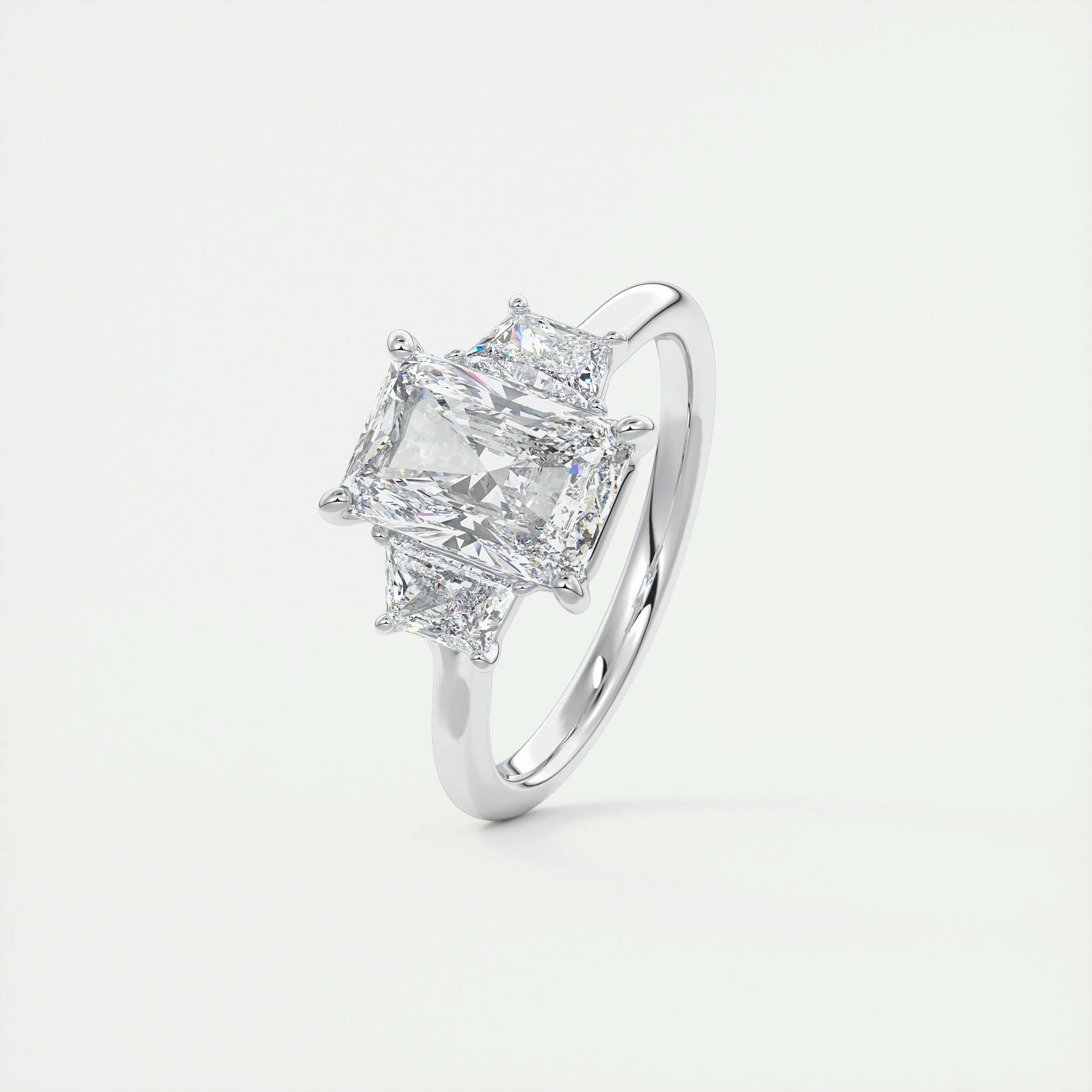 Plunge Three Stone | Radiant & Trapezoids