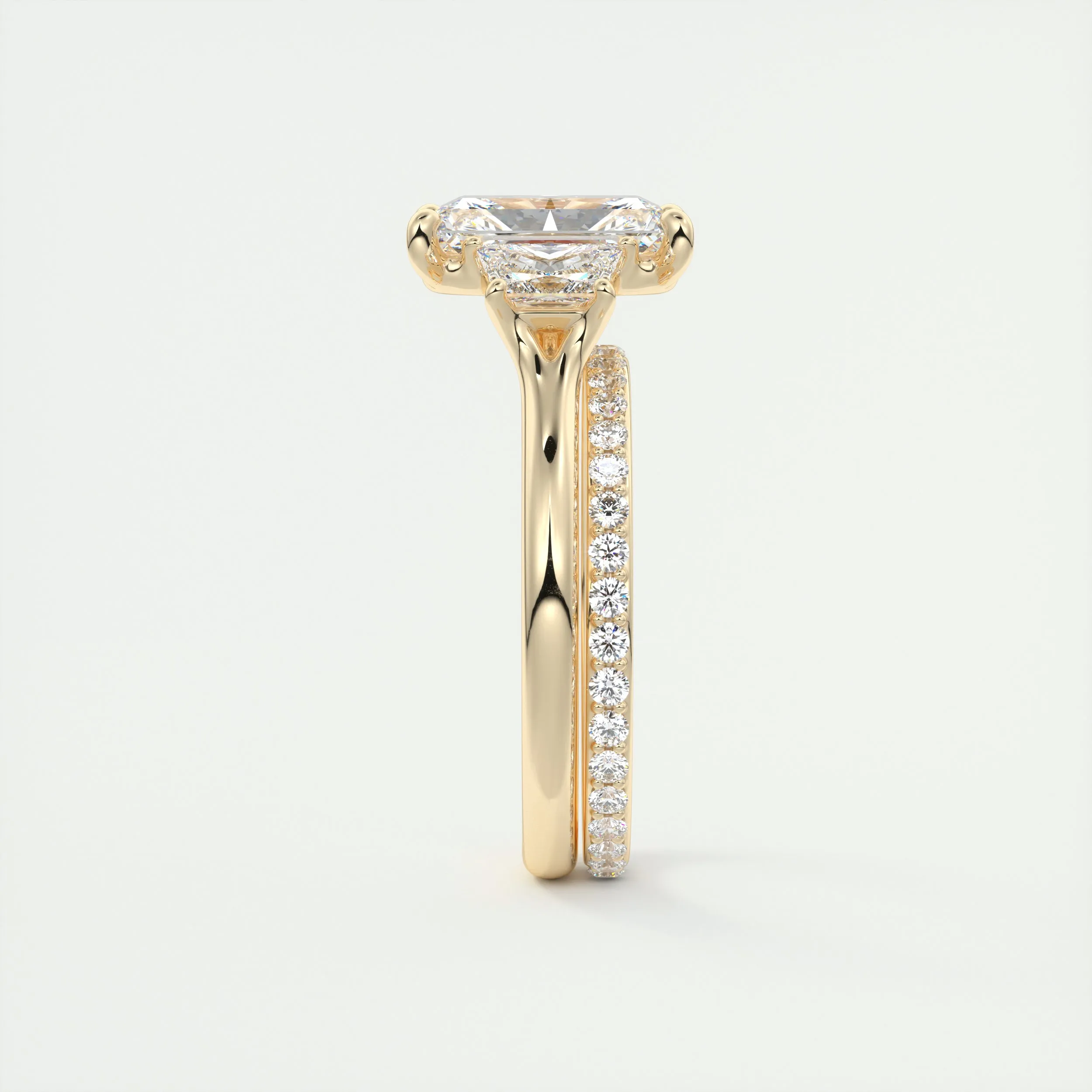 Plunge Three Stone | Radiant & Trapezoids