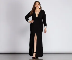 Plus Athena Formal Charming Asymmetrical Pearl Dress