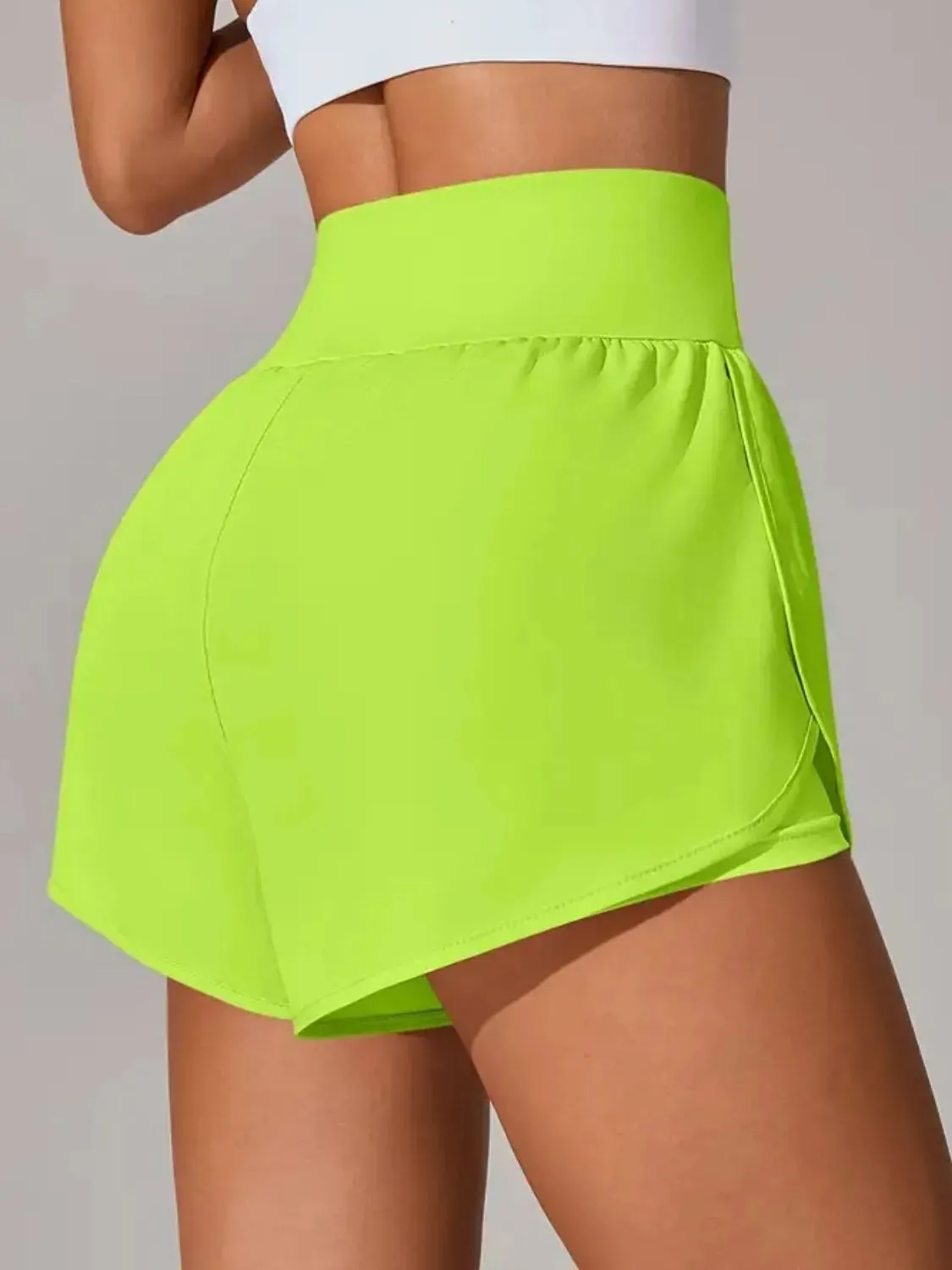 Pocketed High Waist Active Shorts