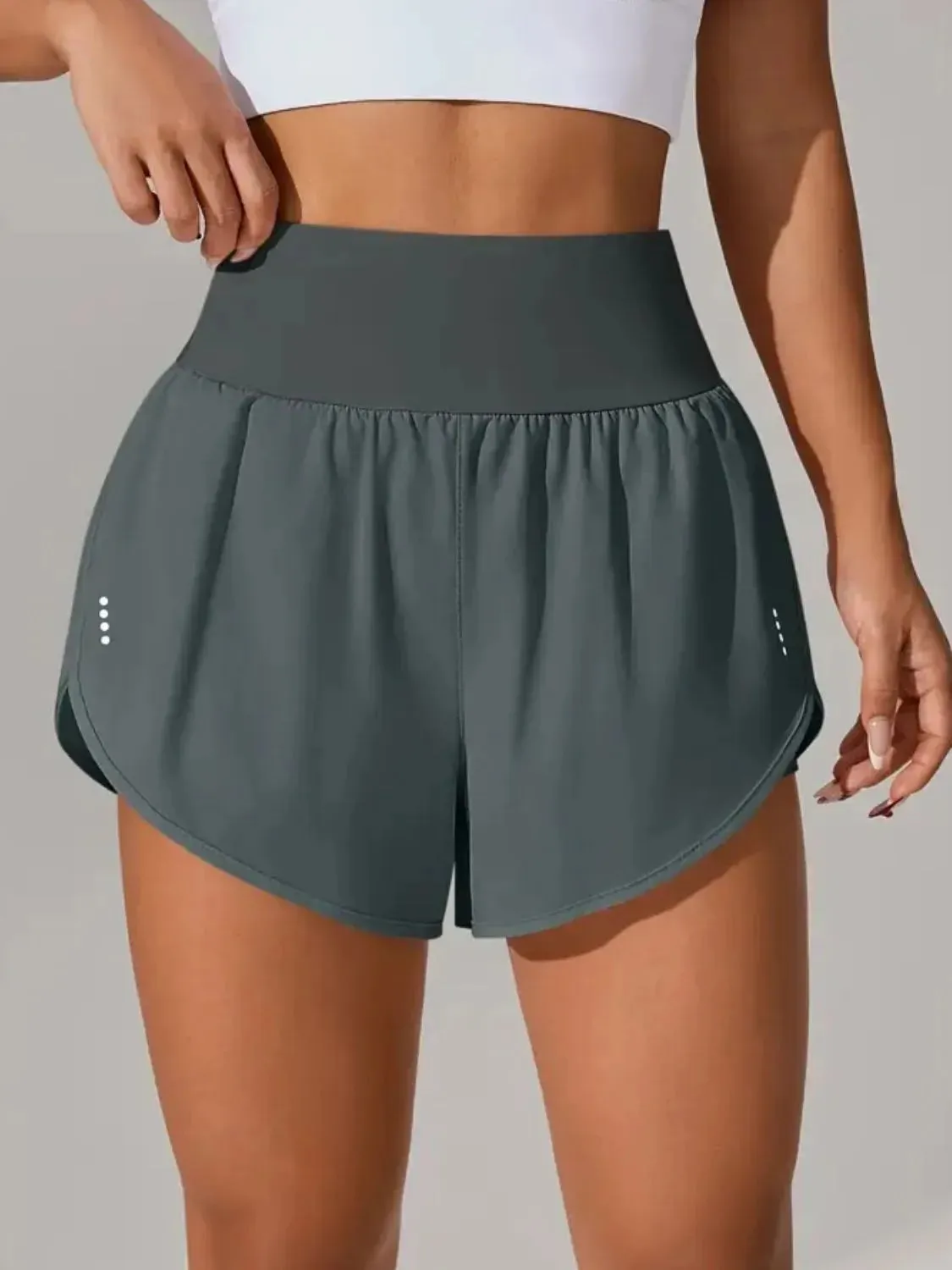 Pocketed High Waist Active Shorts