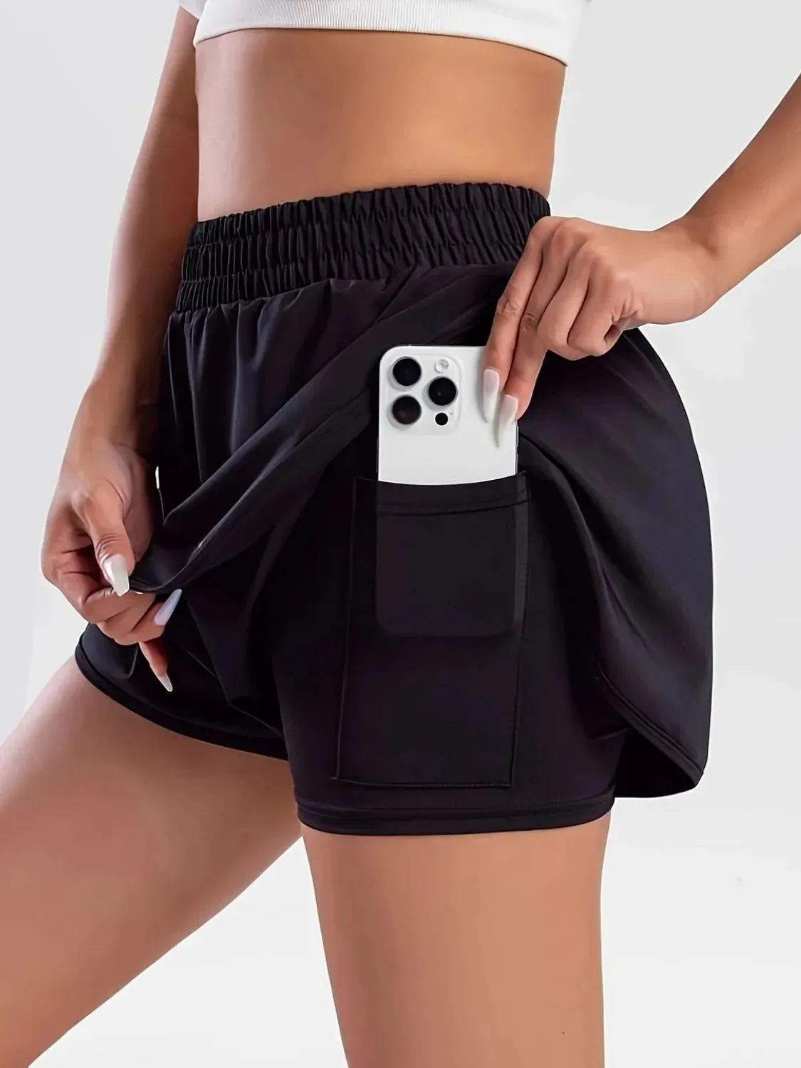 Pocketed High Waist Active Shorts