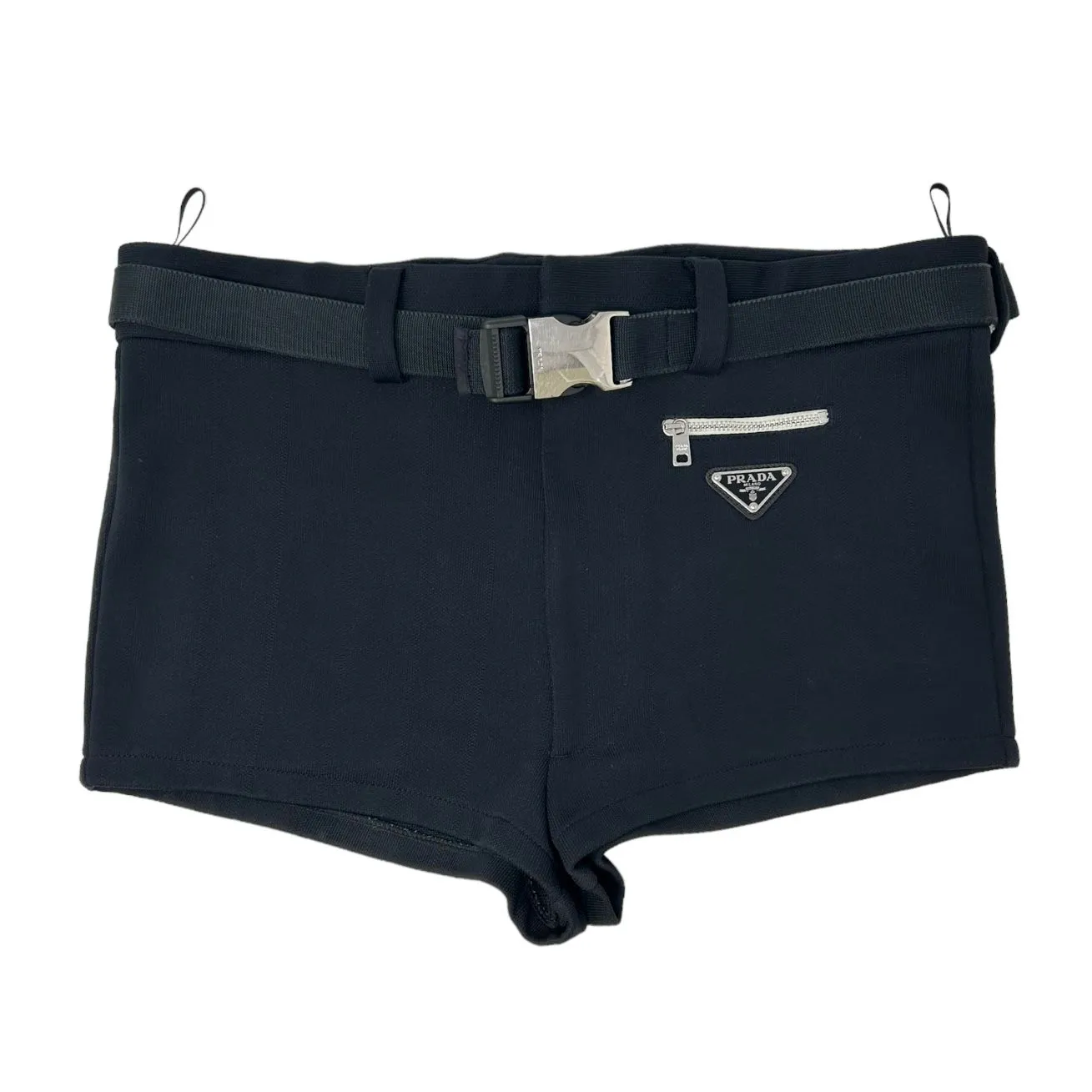 Prada Black Logo Buckle Shorts
