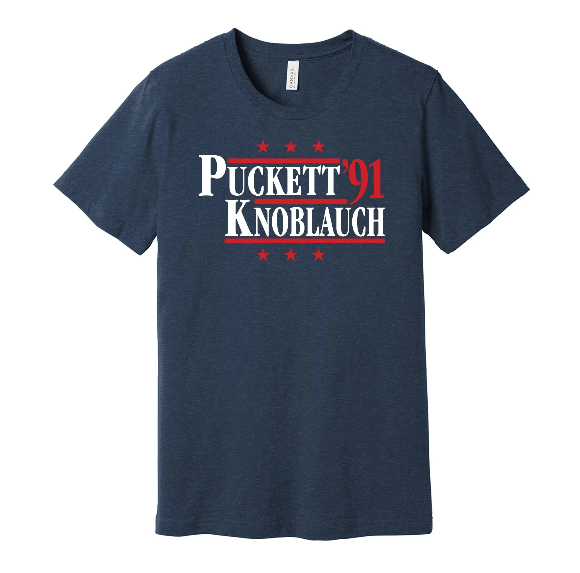 Puckett & Knoblauch '91 - Minnesota Baseball Legends Political Campaign Parody T-Shirt - Hyper Than Hype Shirts
