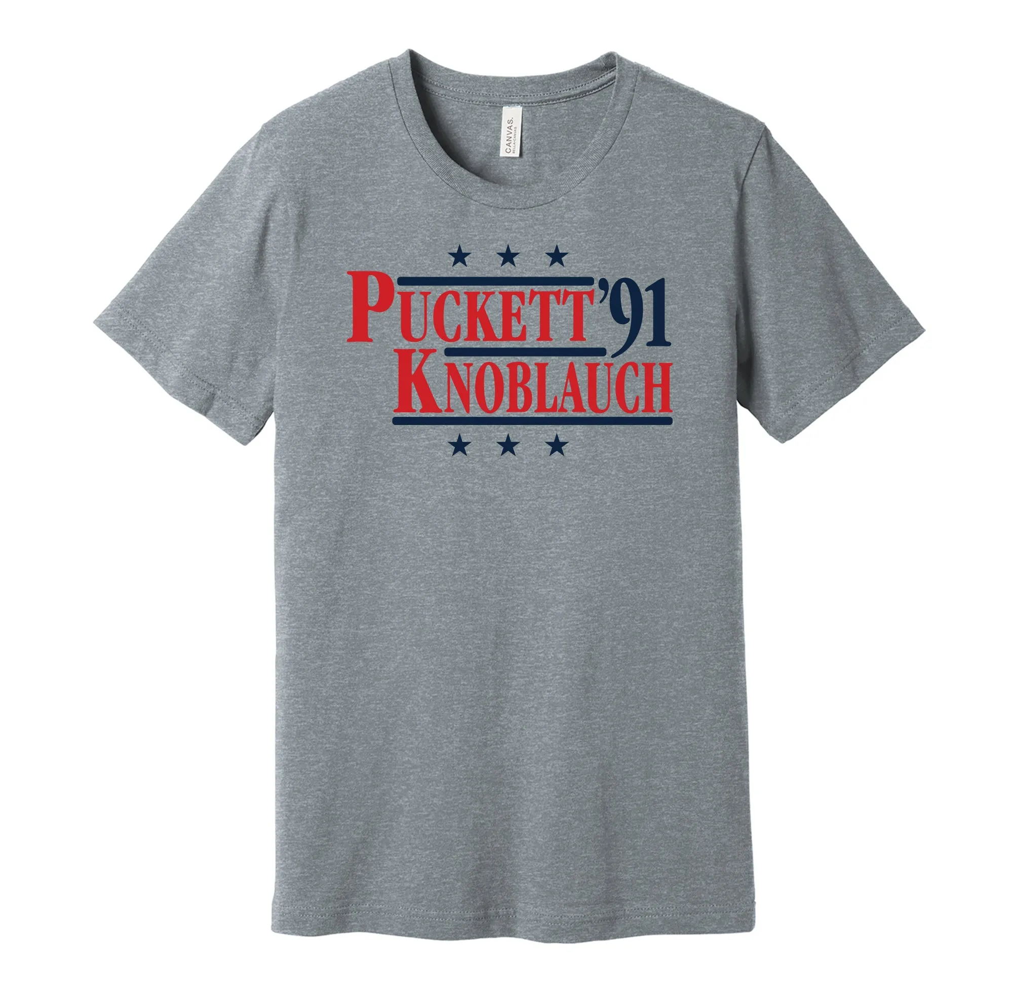 Puckett & Knoblauch '91 - Minnesota Baseball Legends Political Campaign Parody T-Shirt - Hyper Than Hype Shirts