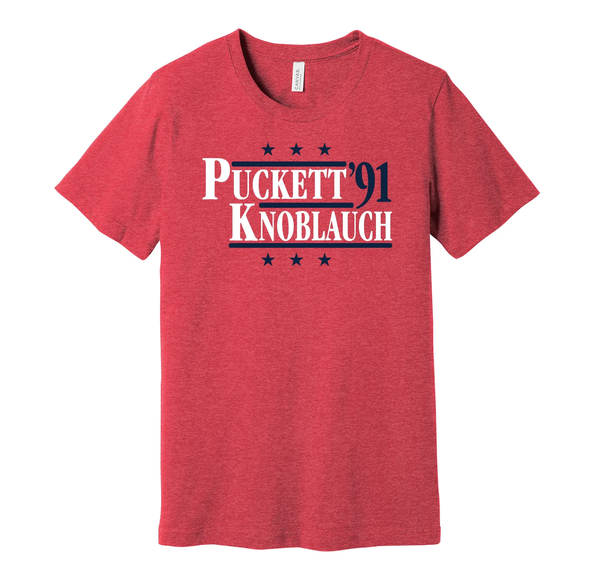 Puckett & Knoblauch '91 - Minnesota Baseball Legends Political Campaign Parody T-Shirt - Hyper Than Hype Shirts