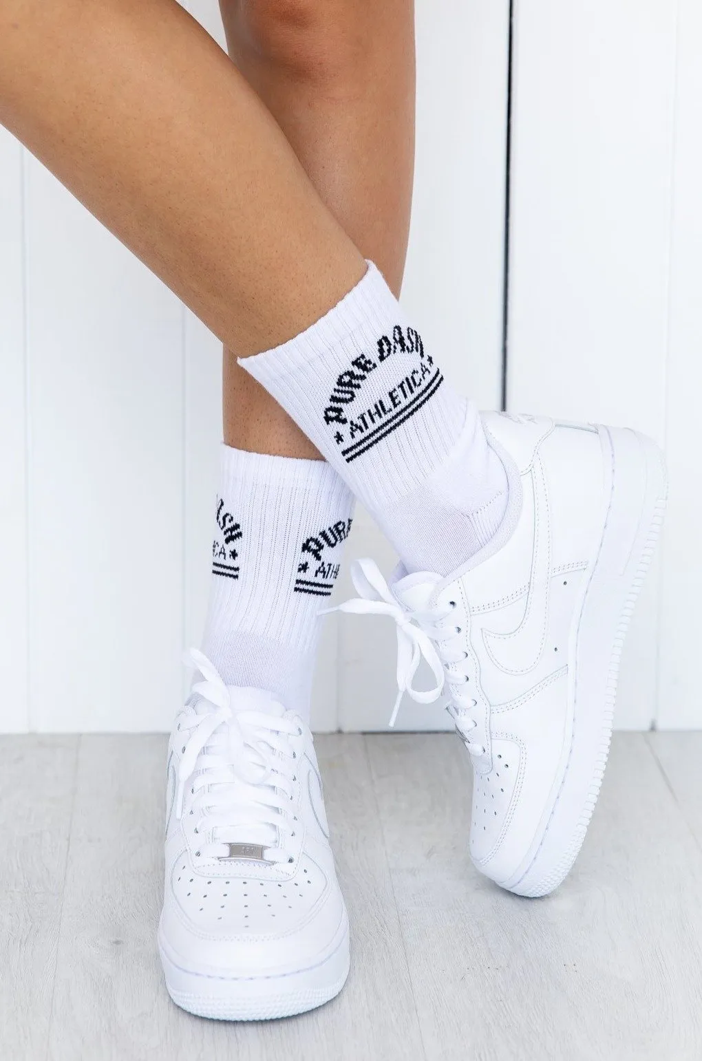 Pure Dash Crew Socks - Black/White