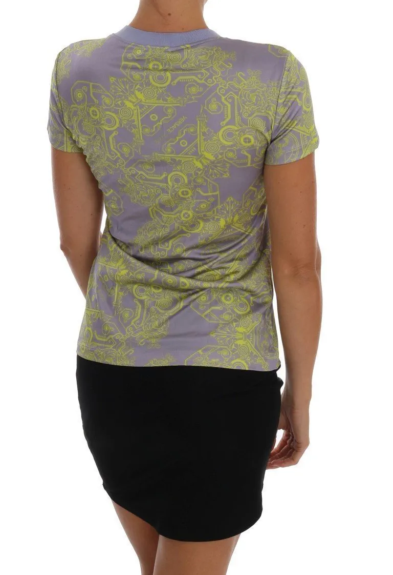 Purple Stretch Motive Blouse Top