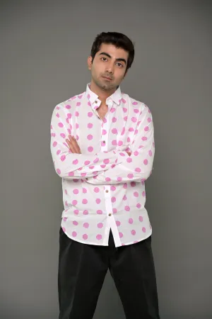 "Soulmate" Pink Polka Dot Cotton Shirt