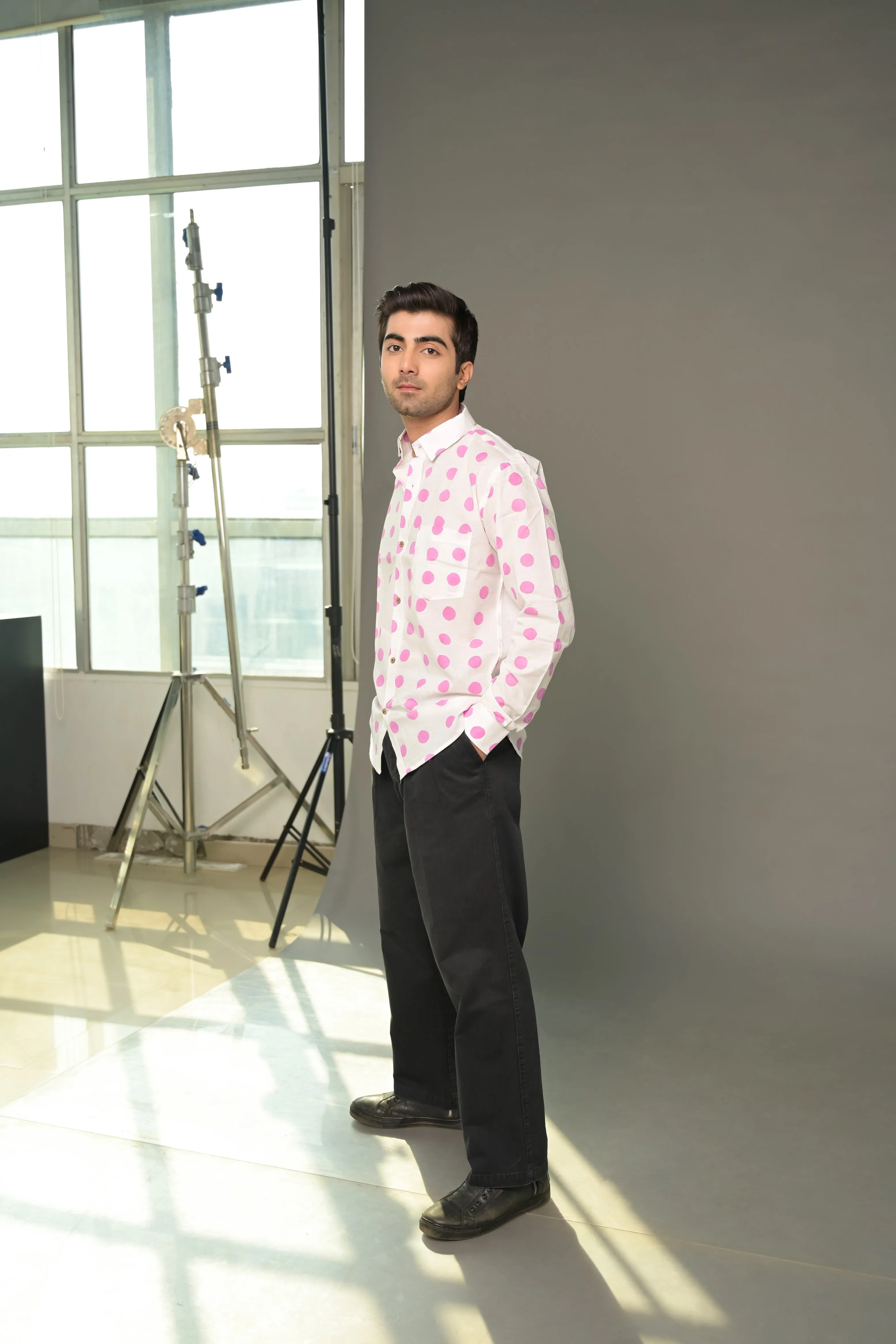 "Soulmate" Pink Polka Dot Cotton Shirt