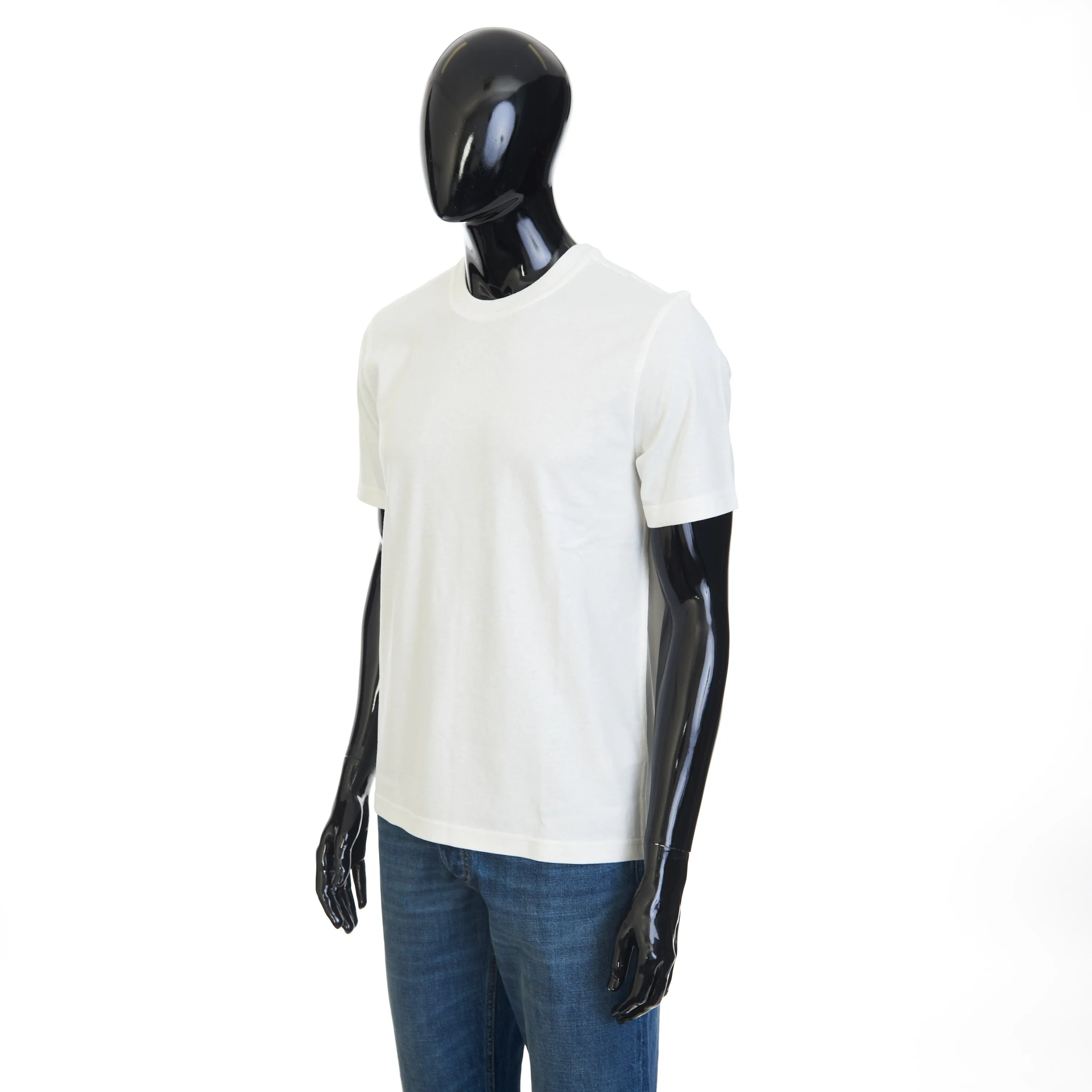 "Sunrise" Light Crewneck T-shirt In Chalk White Cotton