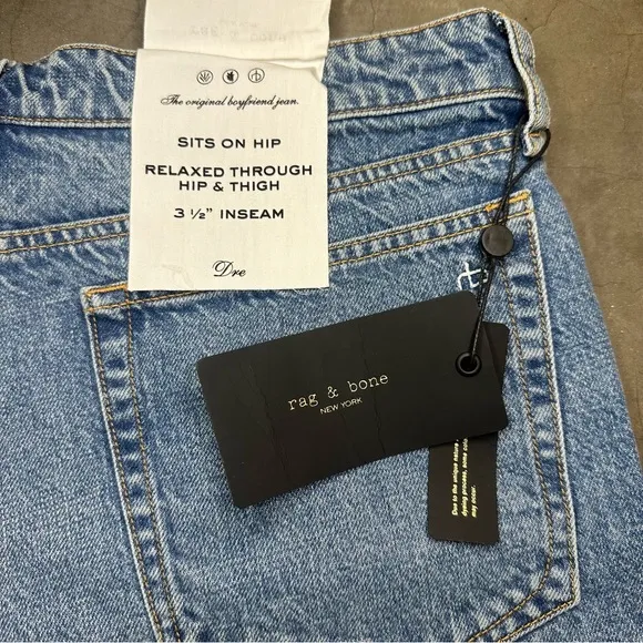 Rag &amp; Bone Dre Low-Rise Original Boyfriend Jean Shorts in color Clean Peony Sz30