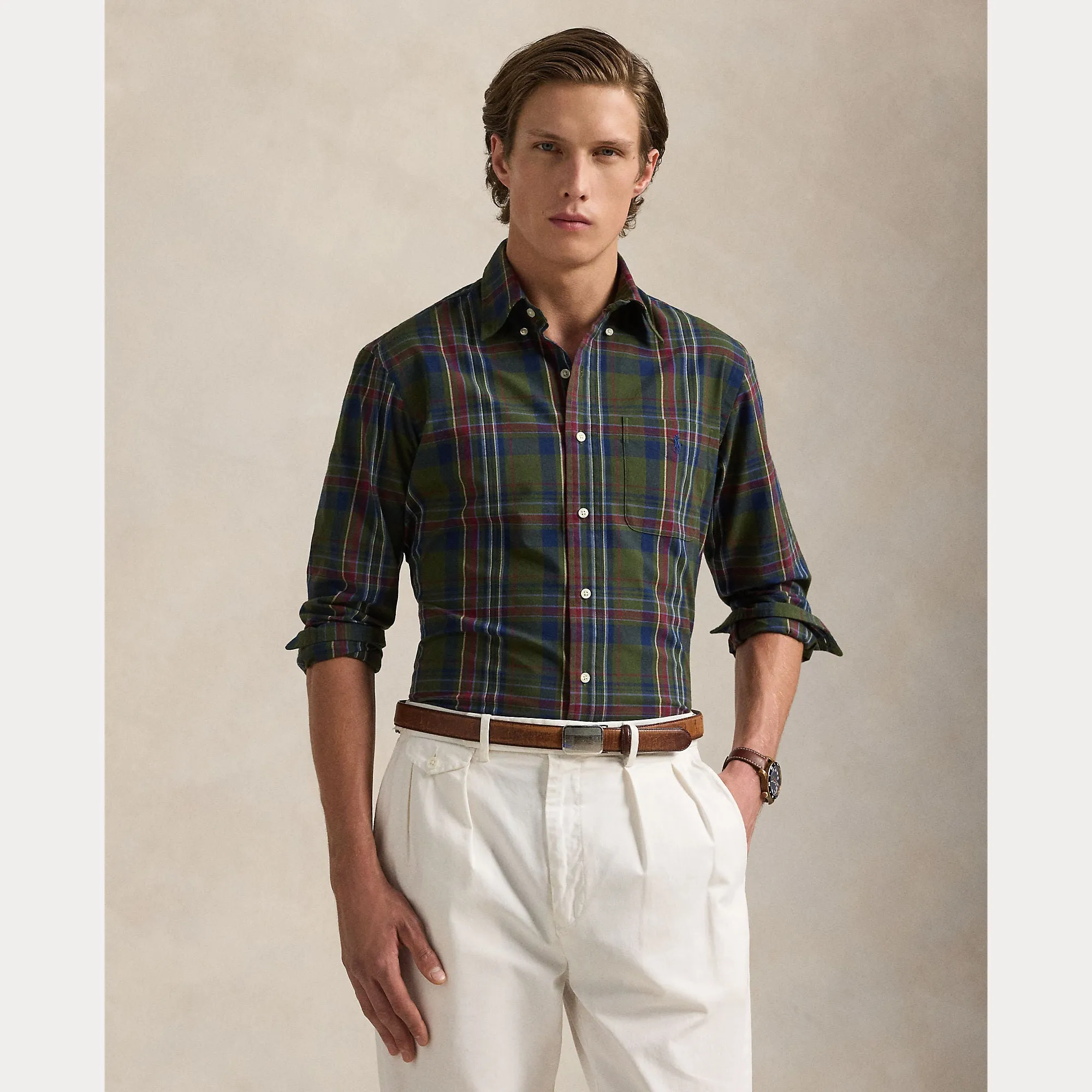 Ralph Lauren Mens Sport shirt - Olive/navy