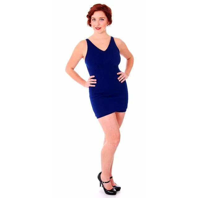 Rare Vintage  Blue Wool Bathing Suit Jantzen Swimmer 1930s 40" Bust