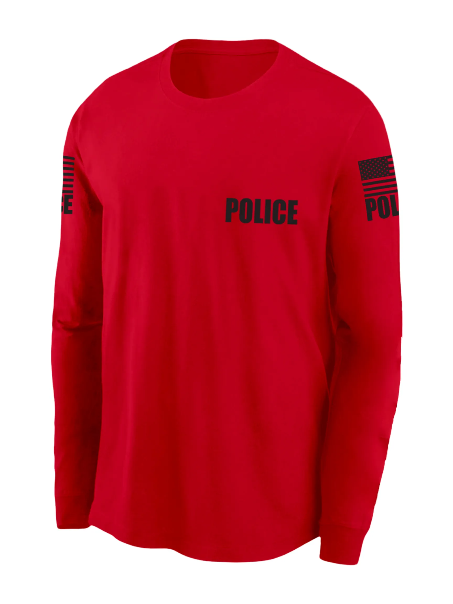 Red Police Men's Shirt - Long Sleeve (Black)