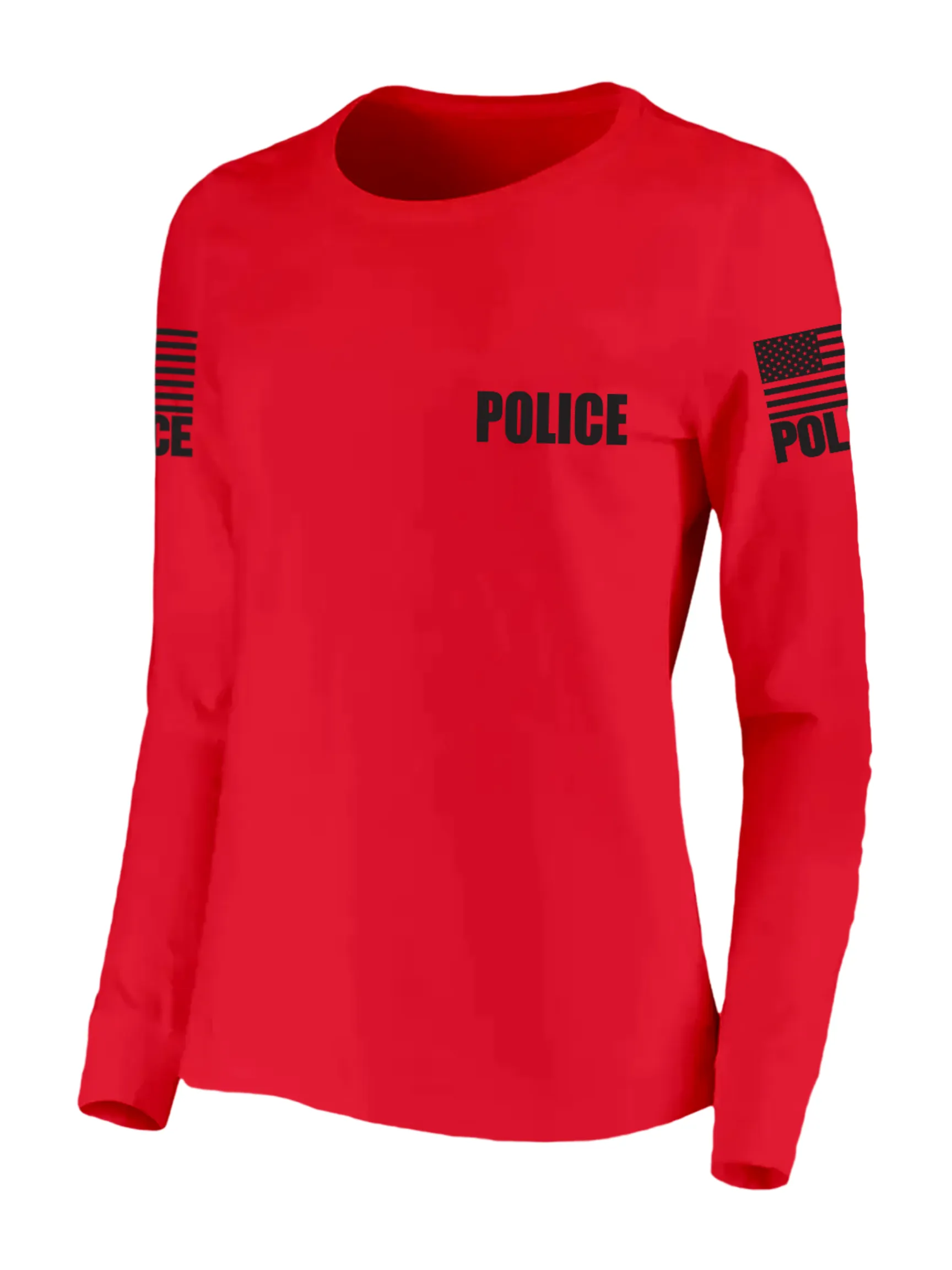 Red Police Women's Shirt - Long Sleeve (Black)