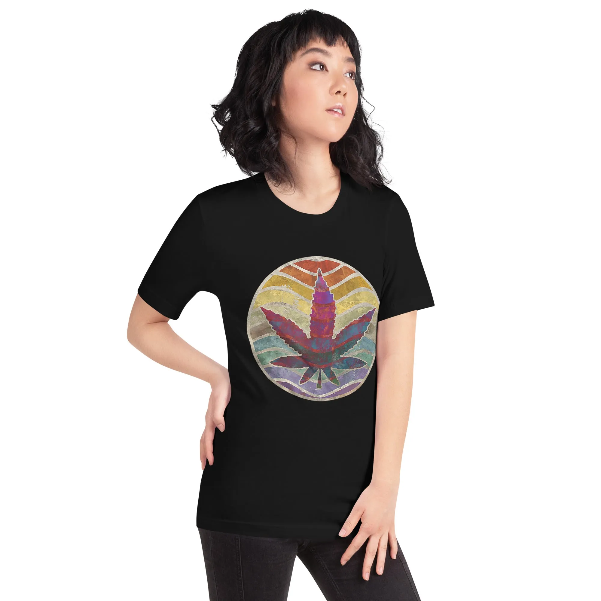 Retro-Design-of-Marijuana-Leaf-Unisex t-shirt