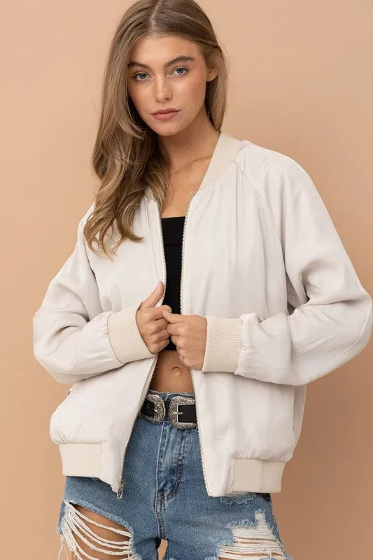 Reversible Satin Paisley Bomber Jacket, Blue B