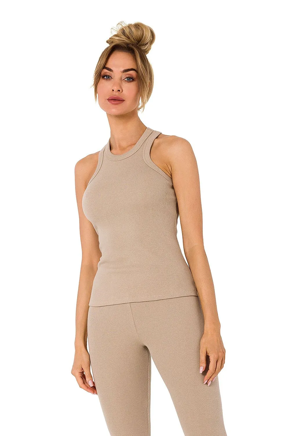 Ribbed Deep-Cut Fitted Top
