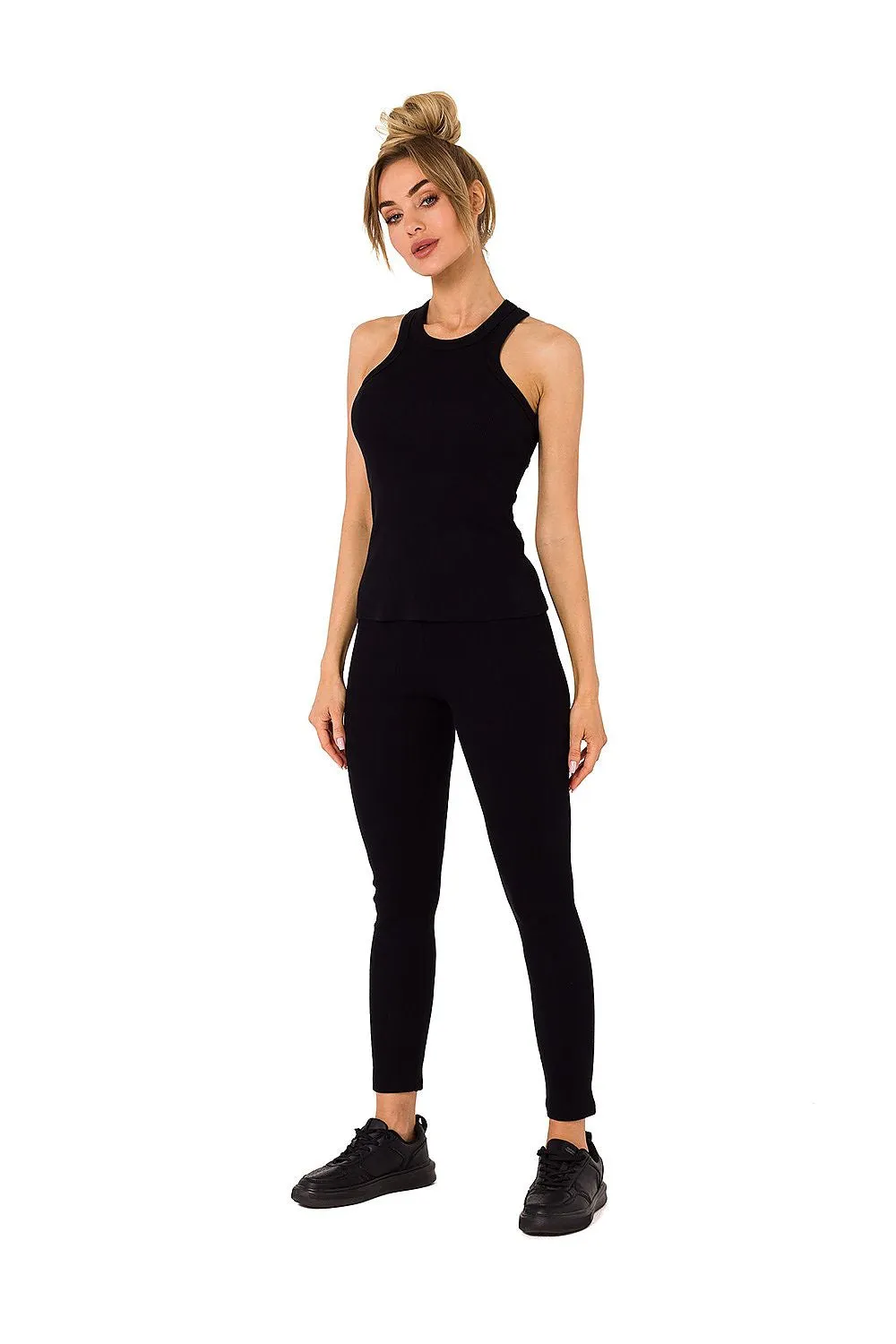 Ribbed Deep-Cut Fitted Top