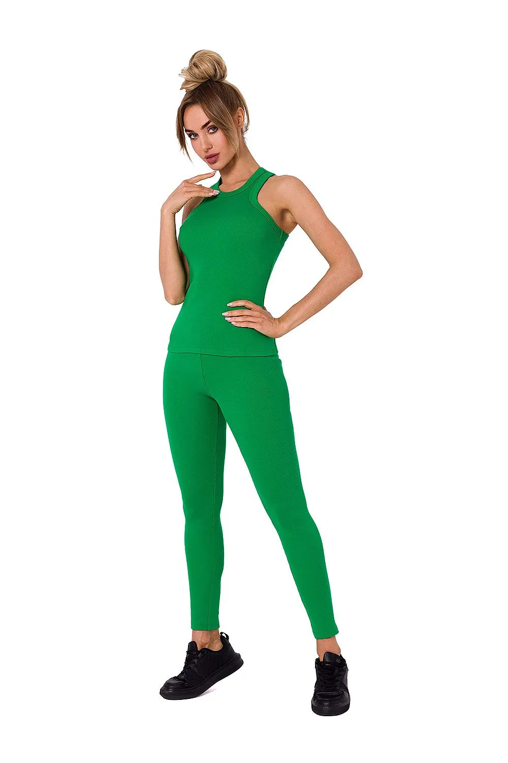 Ribbed Deep-Cut Fitted Top