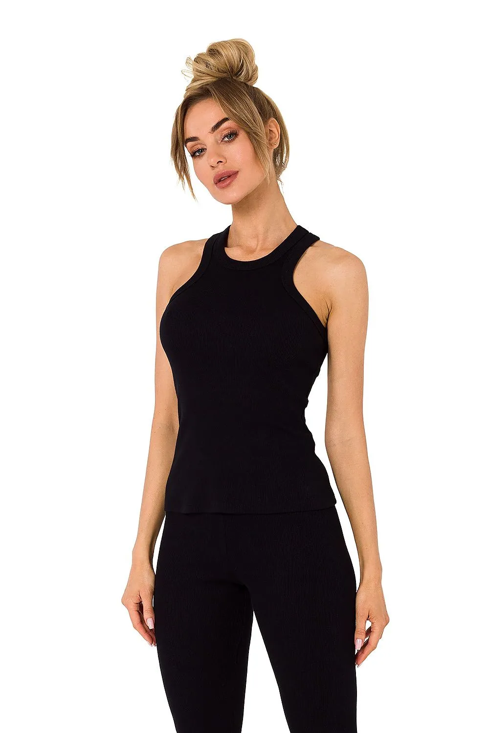 Ribbed Deep-Cut Fitted Top