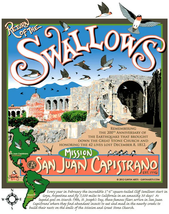 San Juan Capistrano Swallows Day Design 16 T-Shirts