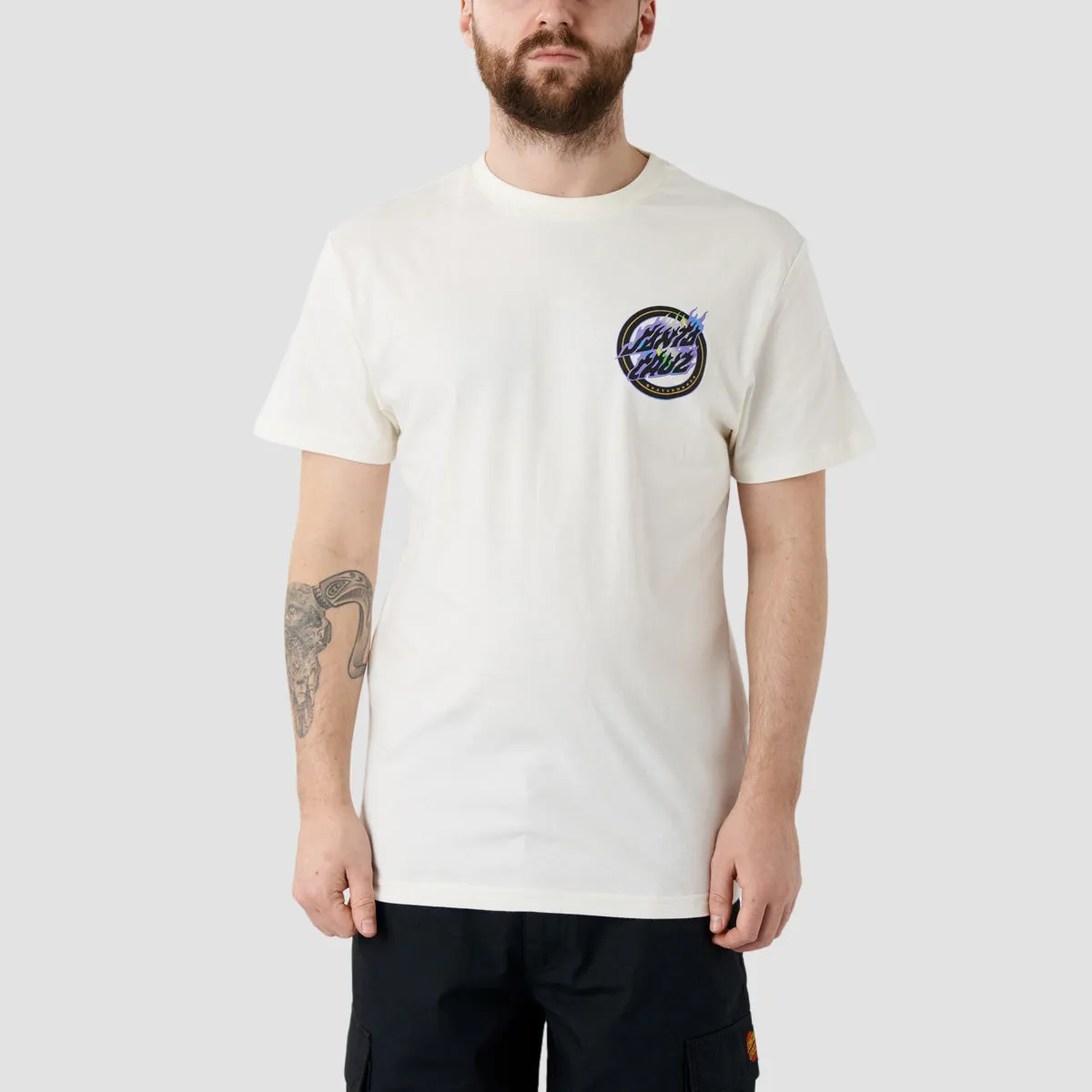 Santa Cruz Holo Flamed Dot T-Shirt Unbleached Cotton