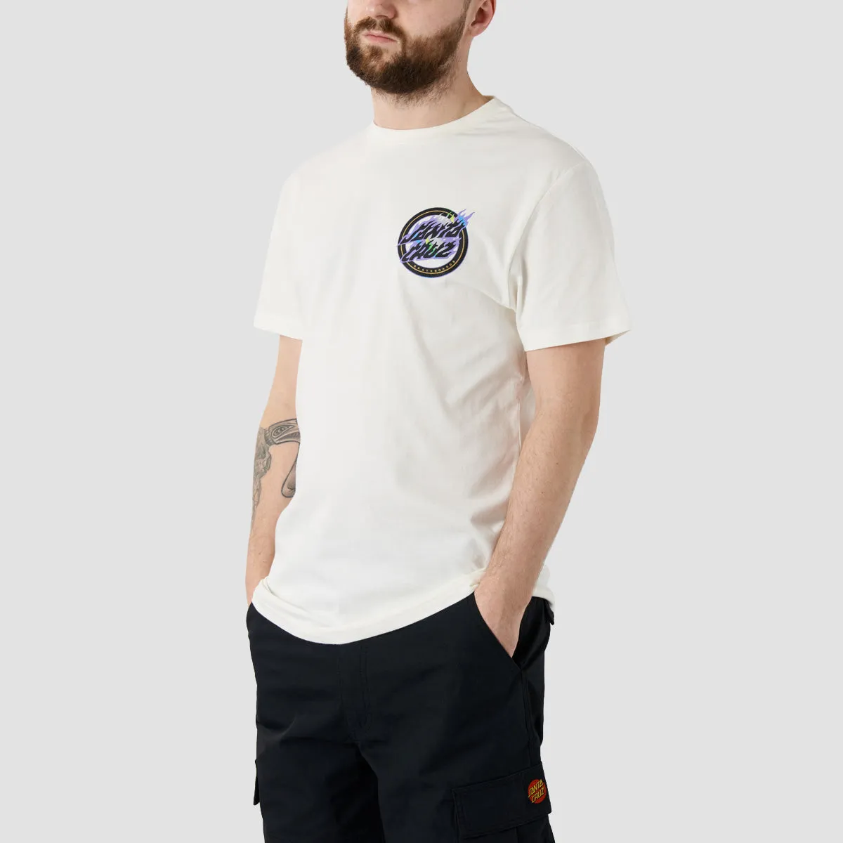 Santa Cruz Holo Flamed Dot T-Shirt Unbleached Cotton