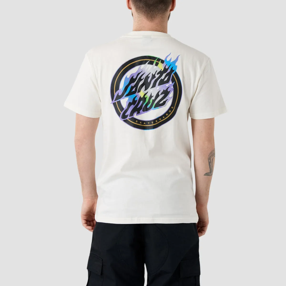Santa Cruz Holo Flamed Dot T-Shirt Unbleached Cotton