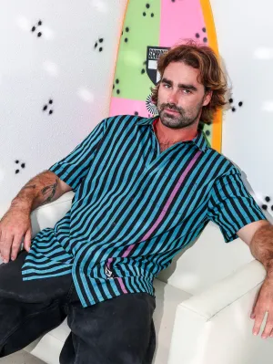Schroff X Volcom Stripe Shirt - Dusty Aqua
