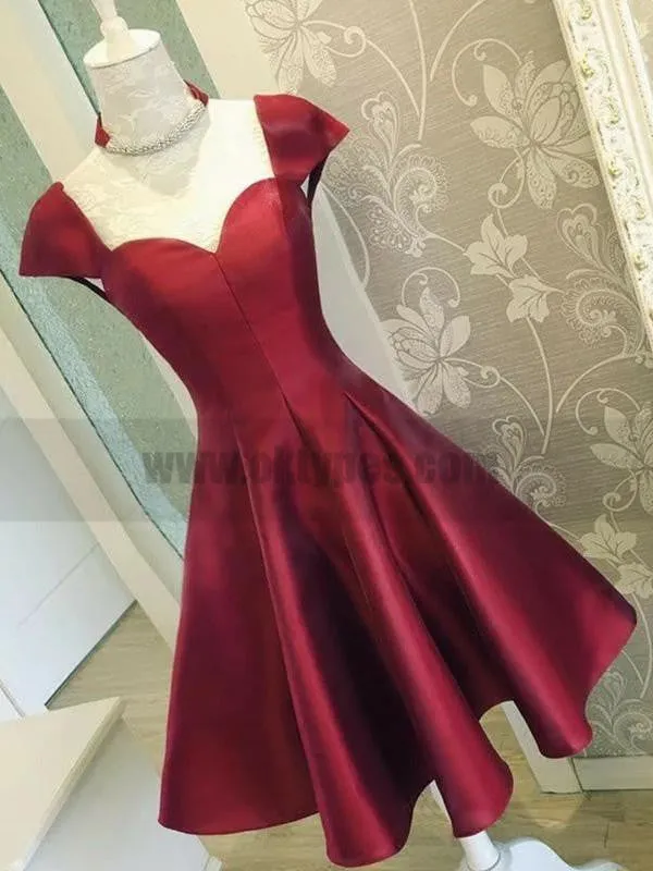 Sexy Backless Cap Sleeves Short Red Homecoming Dresses Online, TYP0821