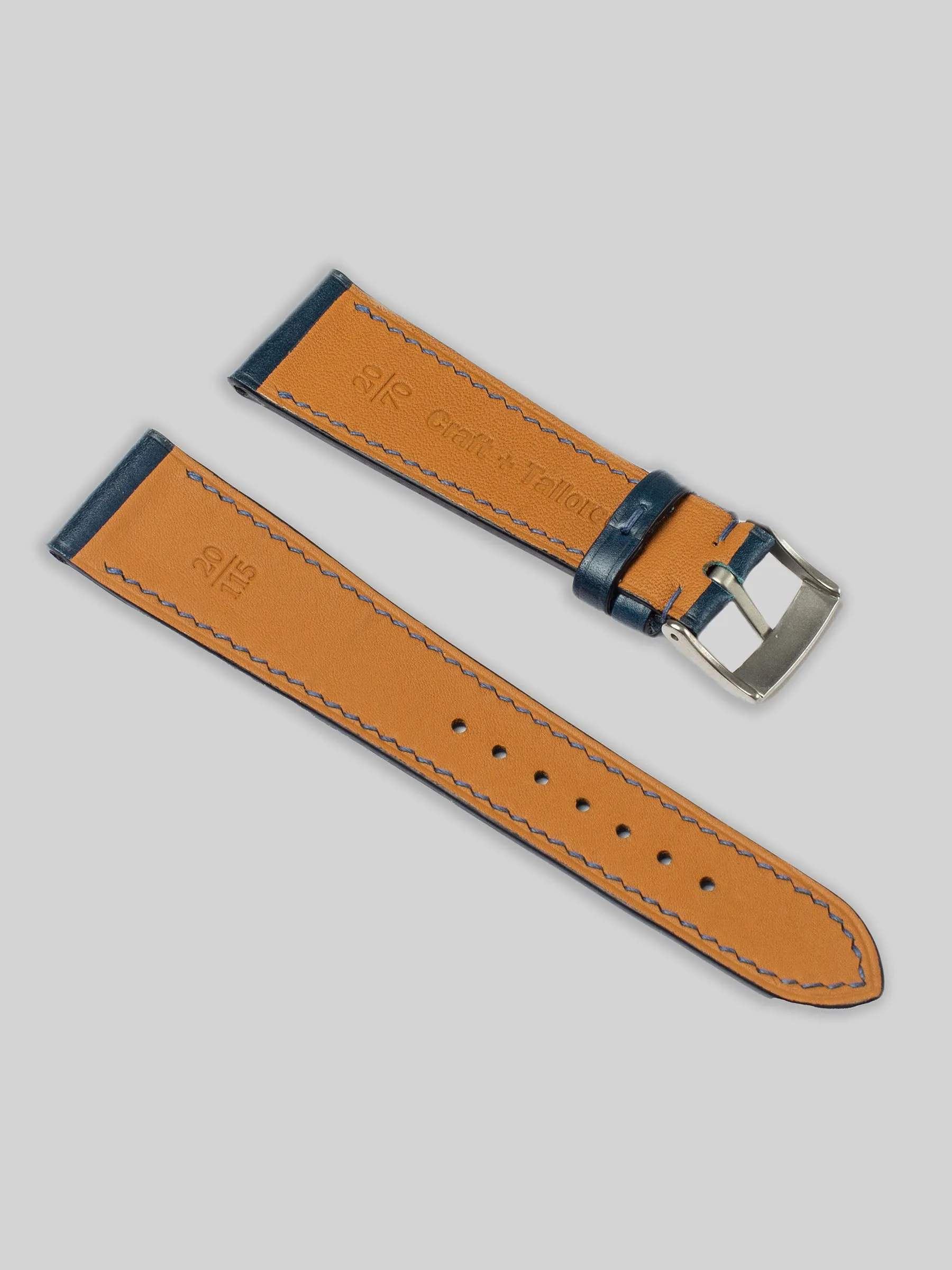 Shell Cordovan Leather Watch Strap - Navy Blue