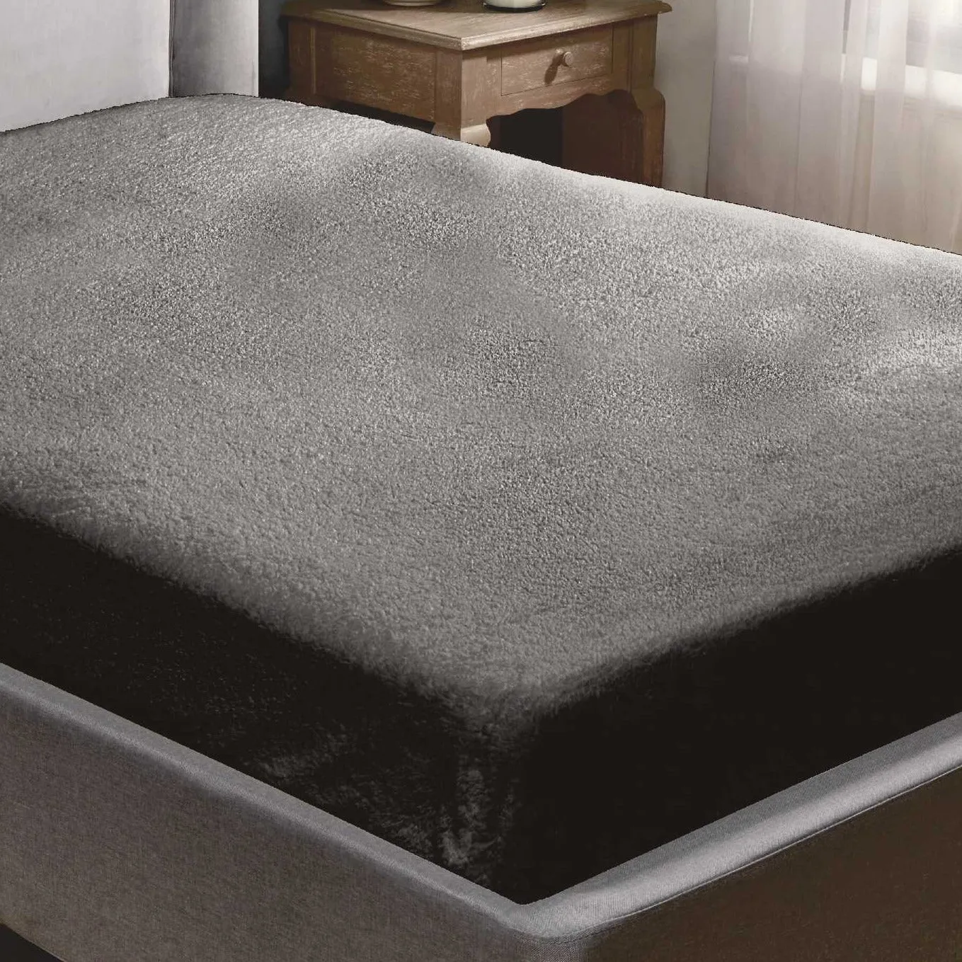 Sherpa Teddy Fleece Fitted Sheet - Charcoal