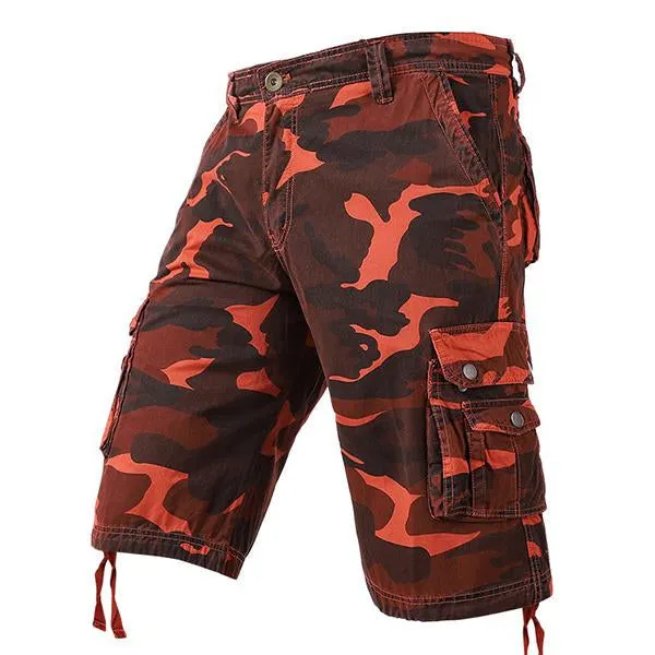 Short Cargo en Coton Camouflage Vintage