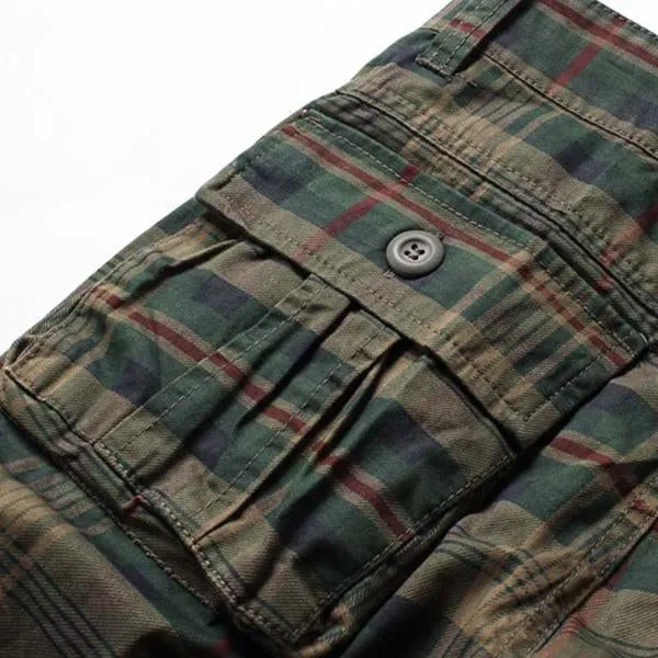 Short à Carreaux à Poche Vintage (Sans Ceinture)