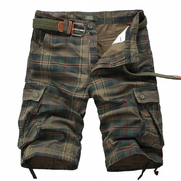 Short à Carreaux à Poche Vintage (Sans Ceinture)