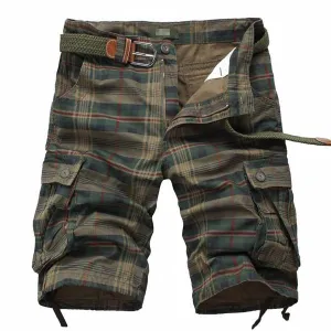 Short à Carreaux à Poche Vintage (Sans Ceinture)