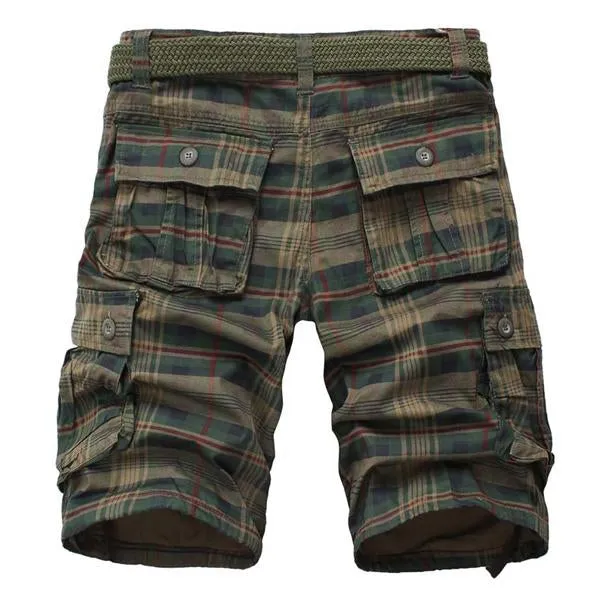 Short à Carreaux à Poche Vintage (Sans Ceinture)
