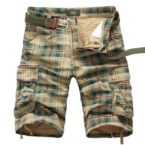 Short à Carreaux à Poche Vintage (Sans Ceinture)