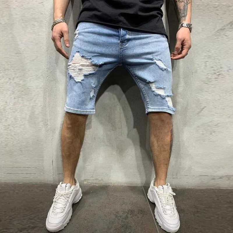 Short en jean déchiré vintage pour homme