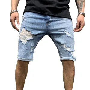 Short en jean déchiré vintage pour homme