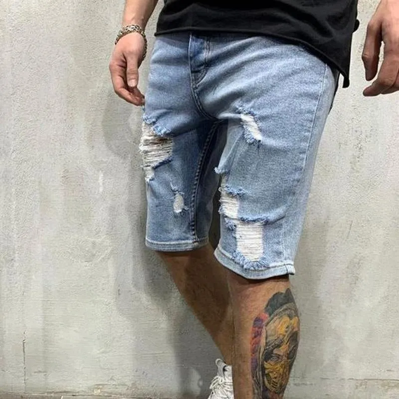 Short en jean déchiré vintage pour homme